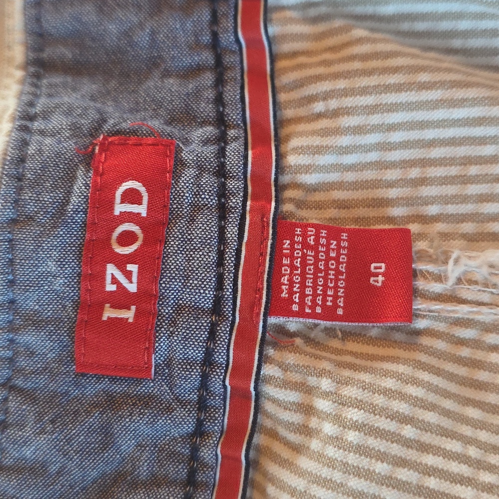 Izod Men's Lot of Two 10"‎ Seersucker Shorts Blue Tan Preppy Size 40 - Picture 9 of 15